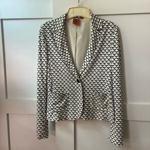 Tory Burch Monochrome Scallop Pattern Blazer